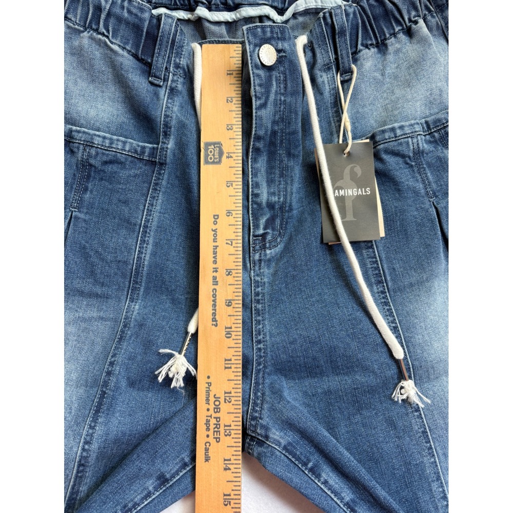 Flamingals Blue Denim Culottes Balloon Leg Drawstring Shorts Plus Size 3XL NWT - Picture 8 of 9
